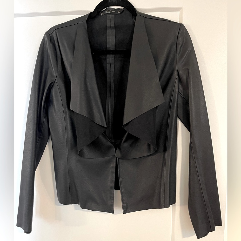 ZARA black pleather jacket/blazer in size S